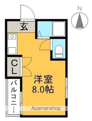 ハイツルネッサ楠[1R/19.8m2]の間取図