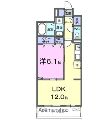 グランツ　ヴァルト[1LDK/42.38m2]の間取図