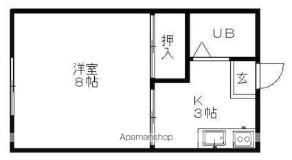 幸運閣[1K/21m2]の間取図