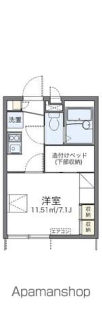 レオパレスマルベリー　Ｋ[1K/19.87m2]の間取図