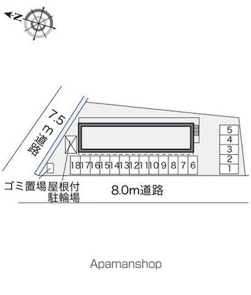 レオパレスグリーンパーク[1K/23.18m2]の配置図