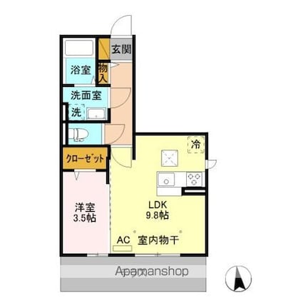カスタリア　Ｂ[1LDK/35.35m2]の間取図