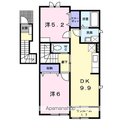 ヴィラ・ガーデン　Ｇ[2LDK/55.09m2]の間取図