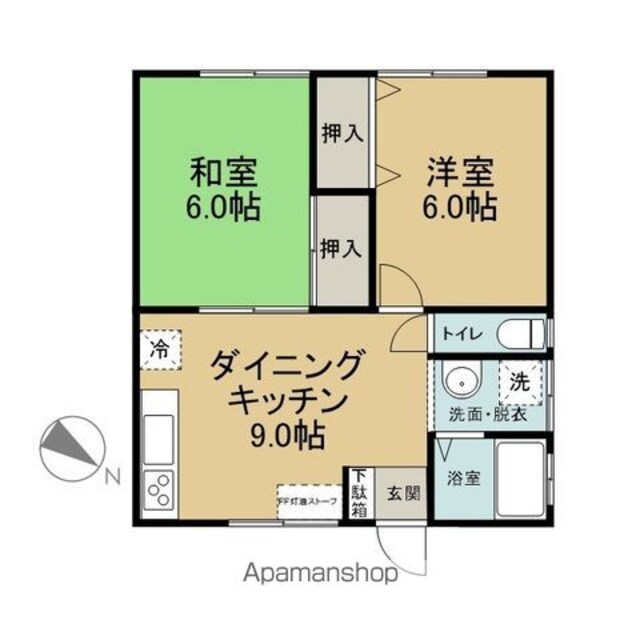 泉荘[2DK/46.37m2]の間取図
