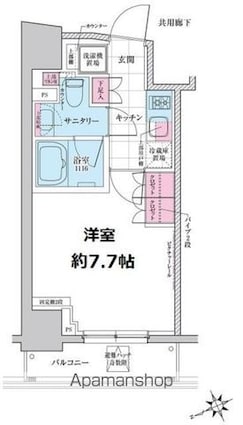 ステラメゾン三軒茶屋[1K/25.07m2]の間取図