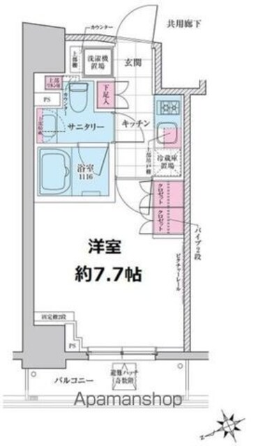 ステラメゾン三軒茶屋[1K/25.07m2]の間取図
