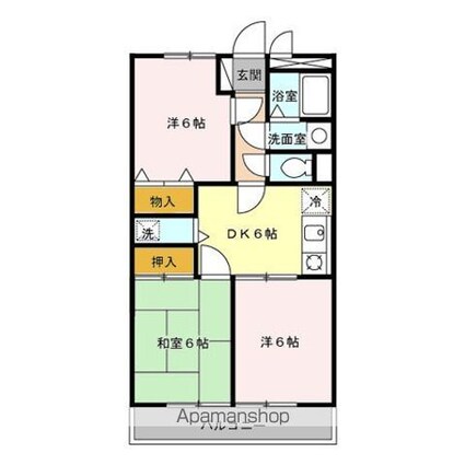 ウエストアローム[3DK/56m2]の間取図