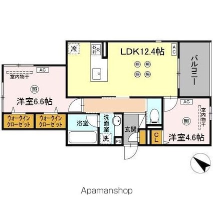スリール・コート[2LDK/56.77m2]の間取図