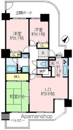 アーベイン川越南大塚キッズプレース[3SLDK/65.37m2]の間取図