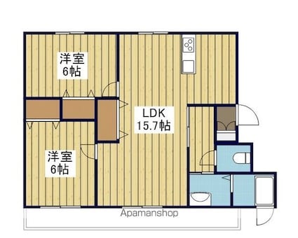 ブライムブルーム[2LDK/59.75m2]の間取図