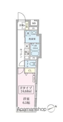 スカイコートリュクス品川大崎[1K/24.68m2]の間取図