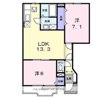フィオーレ[2LDK/56.76m2]の間取図