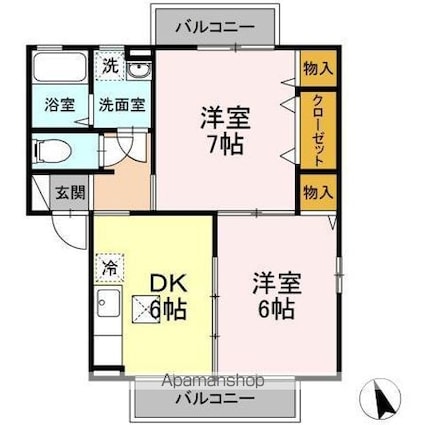 サンライズ　ハイツ　ＭＫ[2DK/45.42m2]の間取図