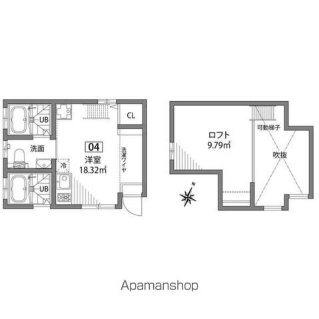 グランエッグス梅ヶ丘Ｗ[1R/18.32m2]の間取図