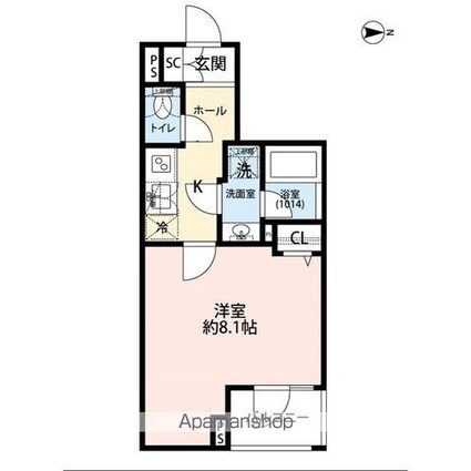 プレール・ドゥーク赤塚[1K/25.31m2]の間取図