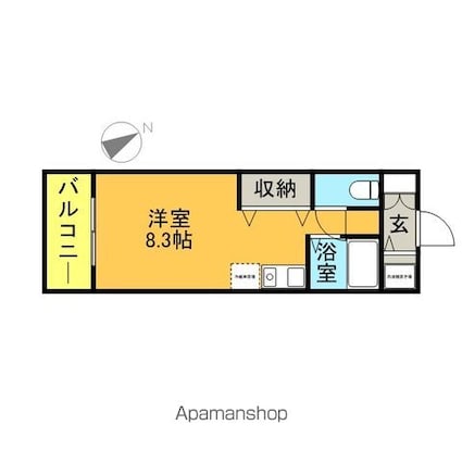 福岡県福岡市南区清水３丁目[1R/22.64m2]の間取図