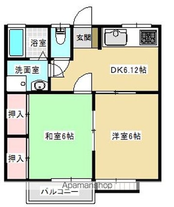 コーポゆさⅡ[2DK/40.57m2]の間取図