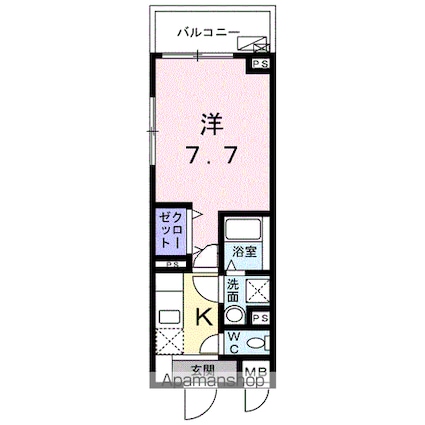 ウエスト　シックス[1K/27.47m2]の間取図