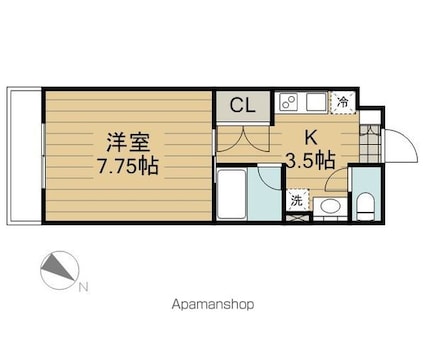 ラコリッタカラスヤマ[1DK/25.92m2]の間取図