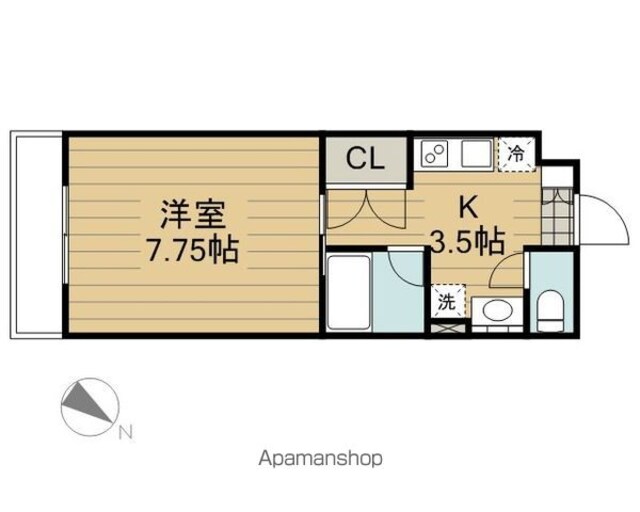 ラコリッタカラスヤマ[1DK/25.92m2]の間取図