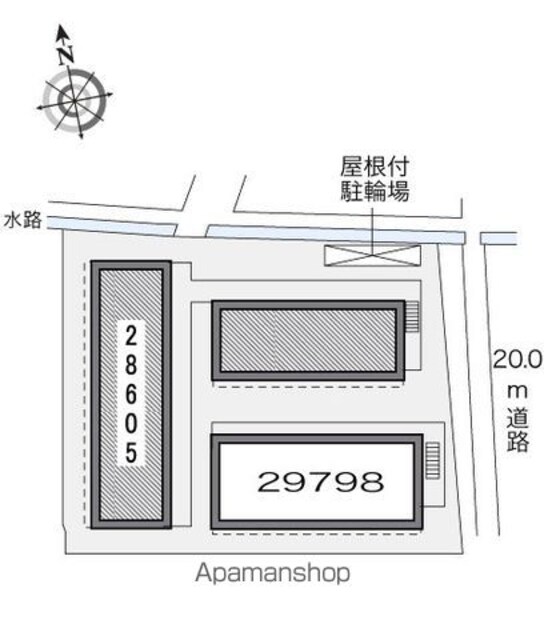 レオパレスパル北方Ⅰ[1K/20.28m2]の配置図