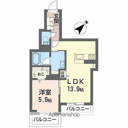 フィグ古江東町[1LDK/49.25m2]の間取図