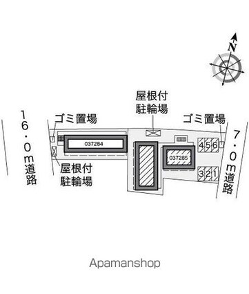 レオパレスハーバーサイドＥ棟[1K/19.87m2]の配置図
