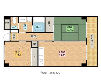 フォレストコート岸和田[2LDK/54m2]の間取図