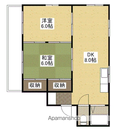 渡辺ビル[2DK/41m2]の間取図