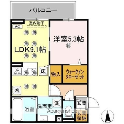 愛媛県松山市北持田町[1LDK/40.35m2]の間取図