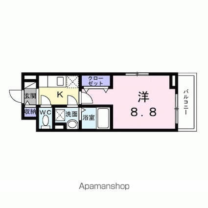 ベル西早稲田[1K/29.59m2]の間取図