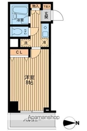 ドゥーエ西大島[1K/24.47m2]の間取図