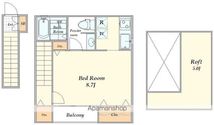 グランヴィスタ四ツ谷[1R/36.59m2]の間取図
