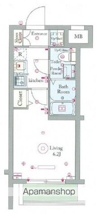 スカイコート戸越[1K/20.56m2]の間取図