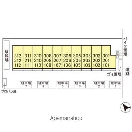 カメリア武蔵藤沢[1R/30.03m2]の配置図