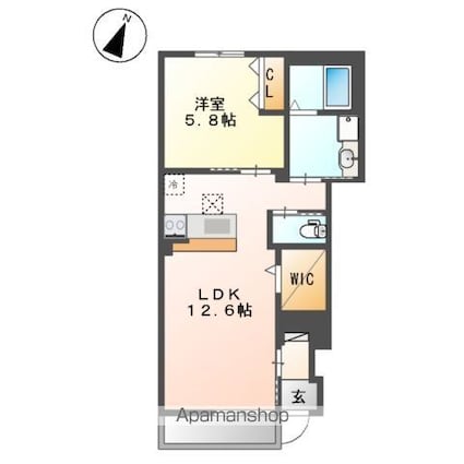 ランドマークレイ[1LDK/45.21m2]の間取図