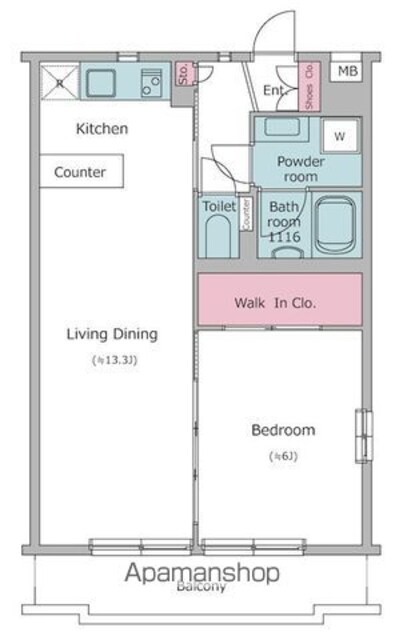 レジディア吉祥寺[1LDK/45.05m2]の間取図