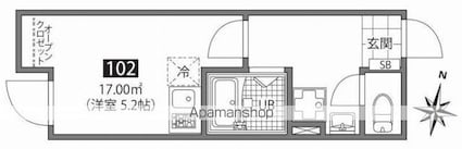 ブリーズＴａｇａｒａ[1R/17m2]の間取図