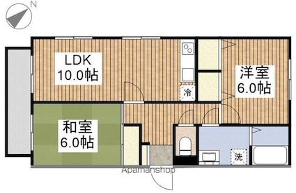 東京都立川市高松町２丁目[2LDK/56.13m2]の間取図