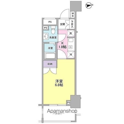 レキシントン・スクエア新宿御苑[1K/23.01m2]の間取図