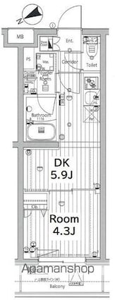 メイクス若松河田[1DK/25.28m2]の間取図