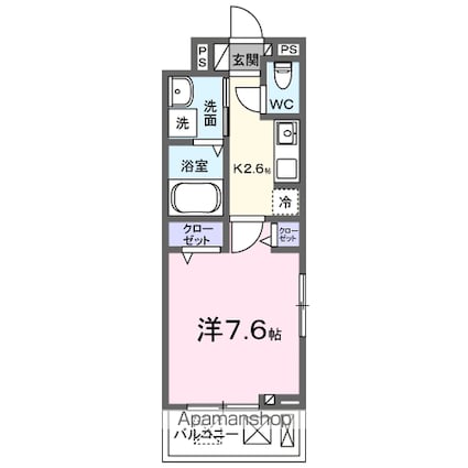 キューポスメゾン[1K/27.02m2]の間取図