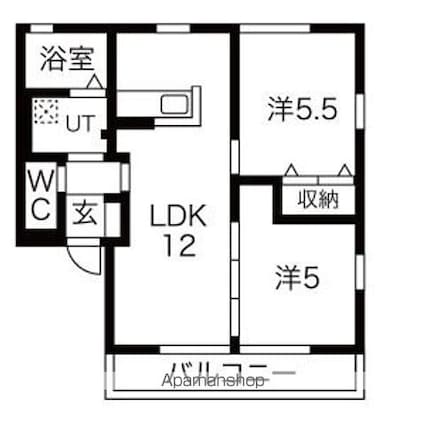 グレシアＢ棟[2LDK/49.85m2]の間取図