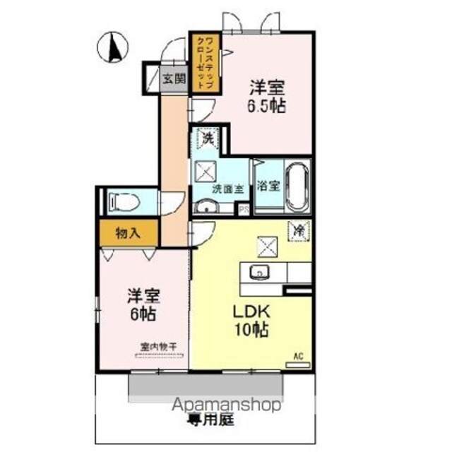 ＤーｒｏｏｍシルクマムＢ[2LDK/55.62m2]の間取図