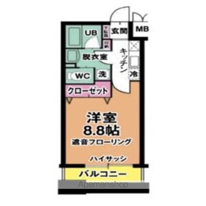 リビングステージ木町通[1K/25.61m2]の間取図