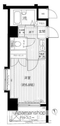 メインステージ早稲田[1K/20.88m2]の間取図