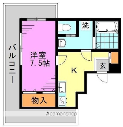 東京都中野区本町３丁目[1DK/26m2]の間取図