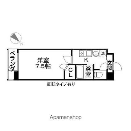 ベルファース川原通[1K/23.95m2]の間取図