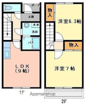 プロヴニール・ロジェ[2DK/57.97m2]の間取図
