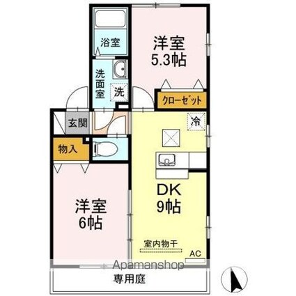 アドミラブール　Ａ棟[2DK/45.4m2]の間取図